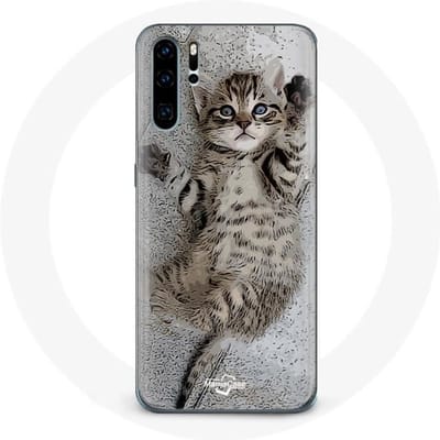 Hoesje - Huawei - P30 - Flexibel - Grijs - Schattig Bengaals kitten
