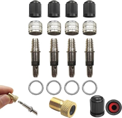 Fietsventiel Reparatieset - 20-delig met Reserveventielen, Afdichtingen en Presta/Schrader Adapter