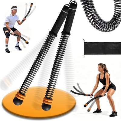 Thijox - Battle Ropes zonder touw, 2 stuks, verstelbaar, draagbaar voor thuis training, stille cardio-sterkte workout, ideaal voor fitness en krachttr
