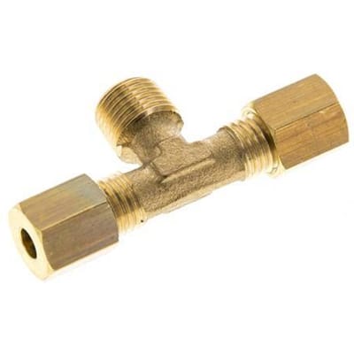 R 1/8'' Mannelijk X 4mm Messing T-Stuk Knelfitting 150 Bar DIN EN 1254-2