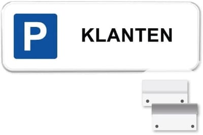 Parkeerbord Klanten 1 - Weerbestendig Aluminium - 40x15 cm - Bevestiging: Met muur-/ wandmontage beugels