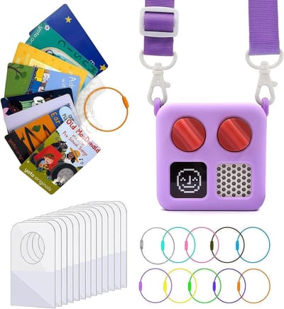 Siliconen Hoes voor Yoto Mini met Kaart Houder, Beschermende Jacket en Schouderband, Paars, Ideaal voor Bescherming en Organisatie van Yoto Kaarten