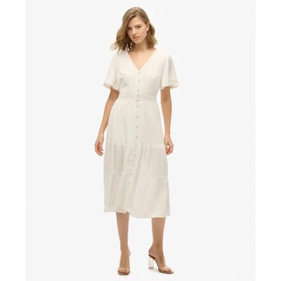 Superdry - Ibiza midi-jurk met korte mouwen - Dames - Jurken