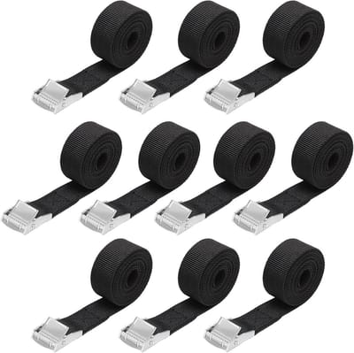 Pack van 10 Korte Spanbanden 50 cm - Verstelbare Lashing Straps voor Fietsen, Motorrijden, Bagage en Kamperen