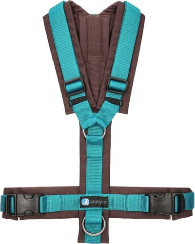 Annyx hondentuig-harnas- Y-tuig-BRUIN-PETROL-maat L-geschikt voor borst omtrek 70 tot 86cm-gewicht 26-38kg