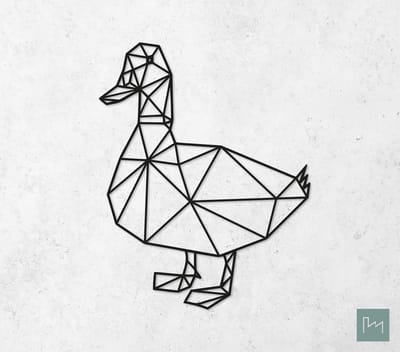 Laserfabrique Wanddecoratie - Geometrische Eend - Medium - Zwart - Geometrische dieren en vormen - Houten dieren - Muurdecoratie - Line art - Wall art