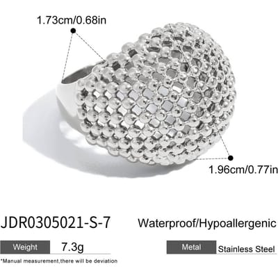 Youthway Fashion Femmes Plaqué Or Perles Boules Creux Bagues Empilables Acier Inoxydable Bijoux Anti-Rouille Bijoux de Fête Femmes 7 white
