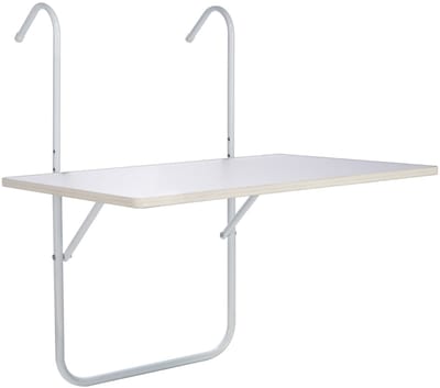 Balkontafel - wit - inklapbaar tafeltje voor aan een balkon railing - 60 x 40 cm