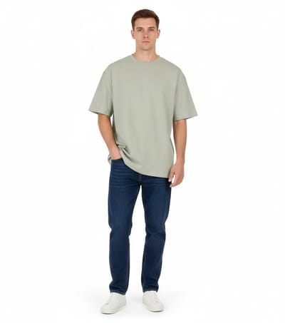Stiffy Oversized Heren Shirt - Groen - Katoen - T-shirt - Lang - Zwaar