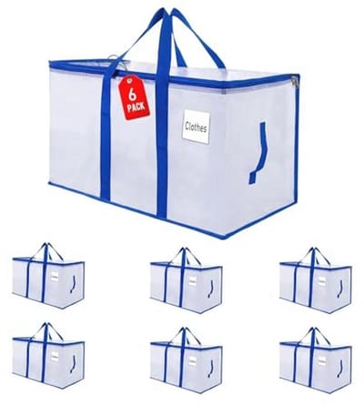 Verhuistassen 105 L - 6-pack Heavy Duty Opbergtassen voor Verhuizing en Opslag