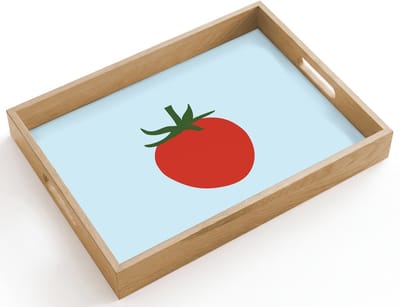 Dienblad hout 40x30 cm - Schootdienblad - Rood - Tomaat - Groente - Borrelplank rechthoek - Plateau dienbladen