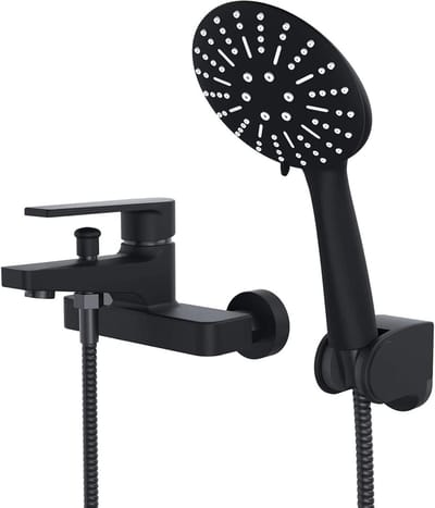 Badkraan met handdouche - Douchemengkraan bad - Comfortabel baden - Dubbele functie omsteller - 150cm slang - Zwart