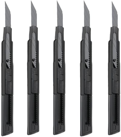 Dailygoods- Cuttermes Professioneel - Universeel Mes - Papiersnijder - Tapijtmes - 5-delige Set - 9 mm Snijblad - Snijmes