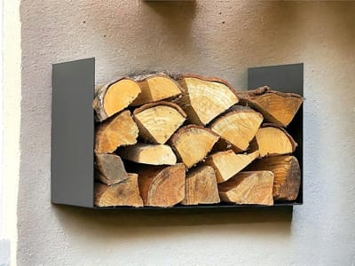 Houtrek voor Binnen - Brandhout Opslag - Haardhout Houder - Met Achterwand - 50x32x29cm - Zwart