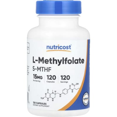Nutricost, l-methylfolaat, 15mg, 120 capsules