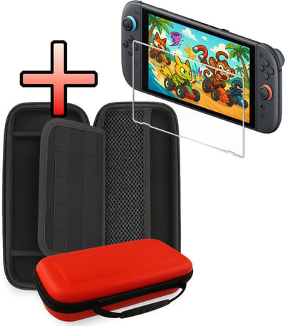 Hoesje Geschikt voor Nintendo Switch 2 Case Hoes Hard Cover Met Screenprotector - Hoes Geschikt voor Nintendo Switch 2 Hoes - Rood