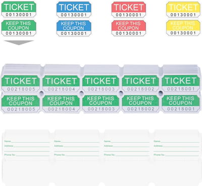 DGBDPACK 250 groene dubbele loterijtickets, 50/50 loterijtickets geschikt voor loterijen, loterijen en deurprijzen (groen)