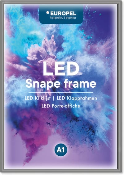 Europel LED Kliklijst – Posterlijst – Wissellijst – A1 – 59,4 x 84 cm – 25mm – Zilver – Incl. bevestigingsmateriaal