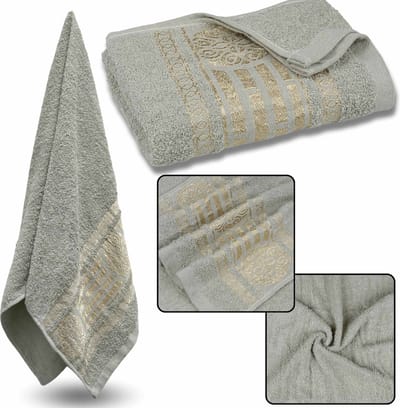 Muntkatoenen Handdoek met Gouden Borduursel, Badhanddoek 70x135 cm