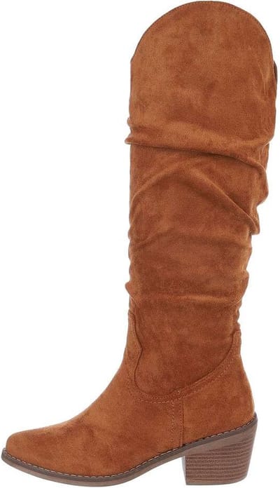 ZoeZo Design - laarzen - lange laarzen - western laarzen - cowboylaarzen - suedine - cognac - bruin - maat 37 - afzaklaarzen - hakhoogte 5 cm