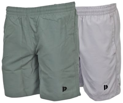 2-Pack Donnay - Micro Fibre Short (Ian) - Sportbroek - Heren - Jungle green/Light grey (789) - maat S