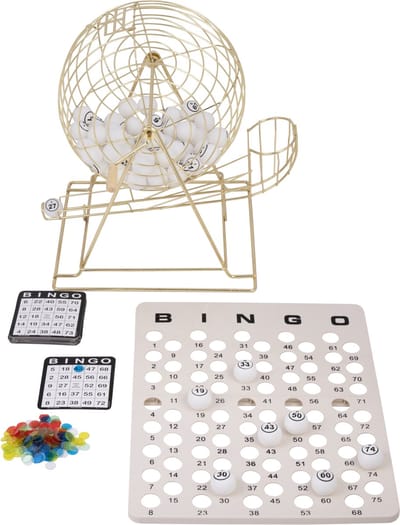 Bingomolen 13 Inch – Inclusief Ballen, Uitschuifbaar Controlebord, Bingokaarten & Fiches – Complete Bingo Set voor Thuis, Verenigingen & Spelavonden – Engelhart