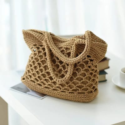 WiseGoods Premium Stro Strandtas Dames - Schoudertas - Raffia Geweven Zomertas - Crossbody Tas Voor Strand & Reizen - Camel