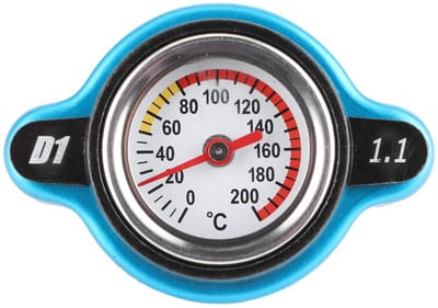 Cosensi- Radiatordop Aluminium - Lekvrij - Temperatuurmeter - Siliconenrubber - Professionele Vervanging - 1.1 bar Druk - Radiatorafdekking
