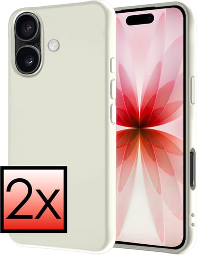 Hoesje - 2 Stuks - Geschikt voor Apple iPhone 17 - Sterk & Shockproof - Case Siliconen - Back Cover - Telefoon Hoes - Wit