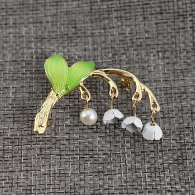 Emaille Witte Bloemige Blad Broche Voor Vrouwen Lelietje-van-dalen Broches Speld Sieraden Benodigdheden Voor Vrouwen Spelden Broche black