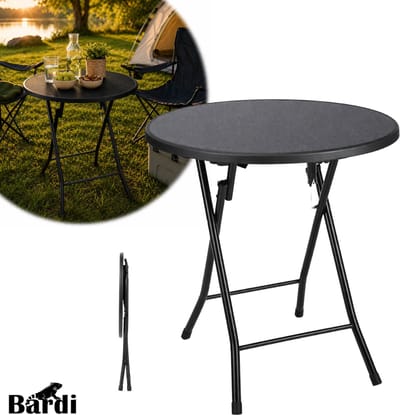 Bardi Inklapbare Tafel Rond - Campingtafel - Klaptafel - Vouwtafel Buiten - Tuintafel - Ø60 x 74 - Zwart