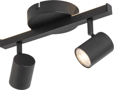 QAZQA back up - Moderne Plafondspot | Spotje | Opbouwspot - 2 lichts - L 31 cm - Zwart - Woonkamer | Slaapkamer | Keuken