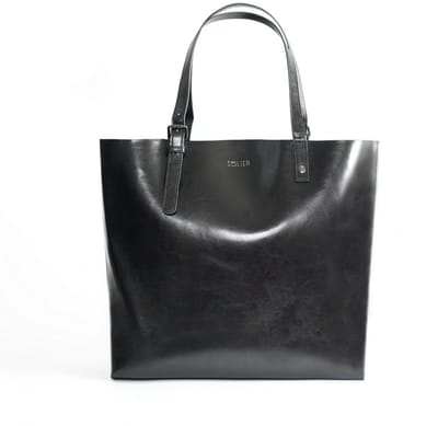 Solier FL32 Tivora - Leren dames shopper - Geschikt voor A4 - Met ritssluiting - Zwart