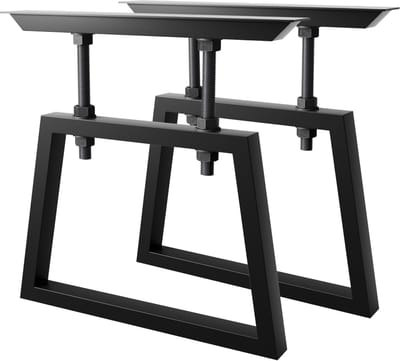 MetaloPro Tafelpoten Nemesis Screw - 2x Zwarte Trapeziumvormige Metalen Poten Met In Hoogte Verstelbaar Systeem Voor Werktafels In Industriële Interieurs