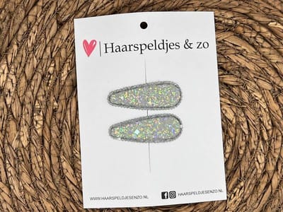 Haarspeldjes Saar set 7 - kerstcollectie - glitters - klikklakspeldje - zilver/grijs