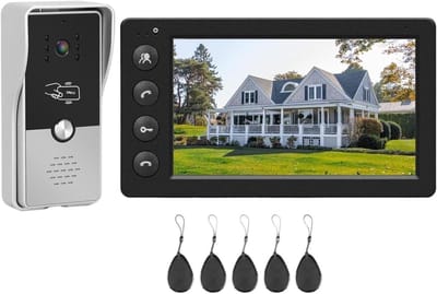 Video Deurtelefoon - Intercom Systeem Deurbel - Veiligheid Thuis - Met RFID Ontgrendeling - 7 Inch Scherm - Zwart