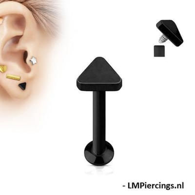Piercing triangle 1.2x8 mm - zwart - LMPiercings