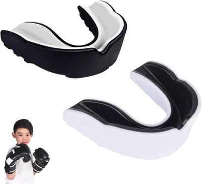 Sportmondbeschermer voor Kinderen, Ideaal voor MMA en Boksen, Bescherming voor Tanden en Kaken, 2 Stuks, Zwart en Wit