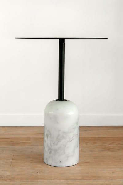 VLHOME Nordic moderne marmeren bijzettafel 40⌀ x 55H zwart- wit