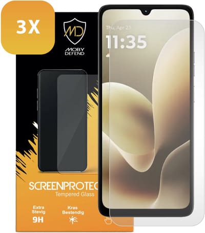 3-Pack MobyDefend Screenprotectors - Geschikt voor Motorola Moto G06 Power - Case-Friendly Screensavers - Gehard Glas