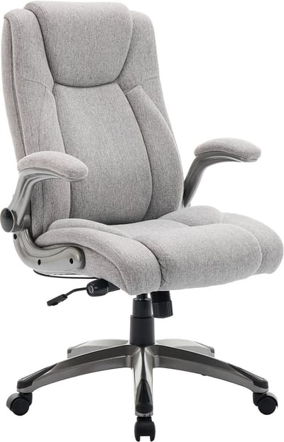 COLAMY bureaustoel Ergonomisch, directiestoel met hoge rugleuning, ergonomische 360° draaistoel voor kantoor, bureaustoel Lederen stoel met verstelbare kantelvergrendeling, grijs
