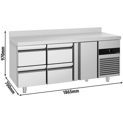 GGM Gastro Kühltisch PREMIUM - 1865x700mm - mit 1 Tür - 4 Schubladen - mit Aufkantung