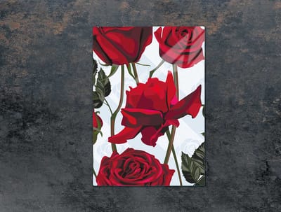 TMK ArtDeko Serie - Snijplank van Glas - 35x52 cm - Rozen - Hittebestendig