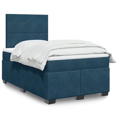 vidaXL - Boxspring - met - matras - fluweel - blauw - 120x200 - cm