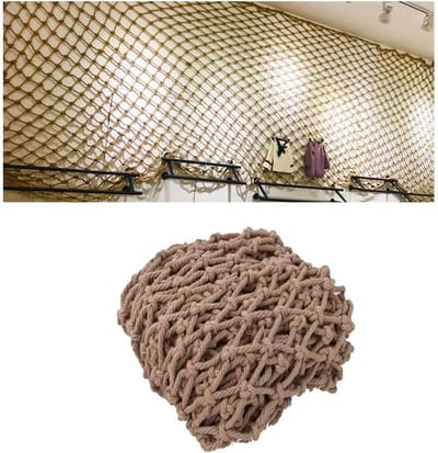 Henneptouwnet - Beschermingsnet Scheidingsnet - Kinderbeveiliging Trap - Handgeweven Dubbele Naald - 8mm Draad 10cm Maas - Natuurlijk