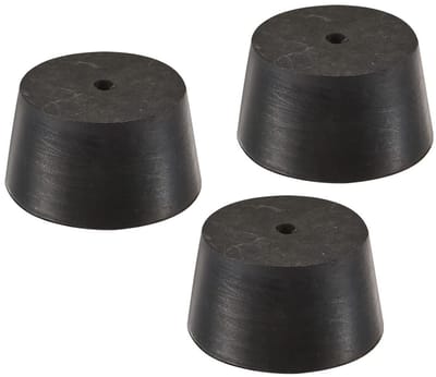 Set van 3 Conische Rubber Stoppen met Gat, Hoge Temperatuur Weerstand, Perfect voor Laboratoria en Industrie (Zwart, 42 tot 50 mm)