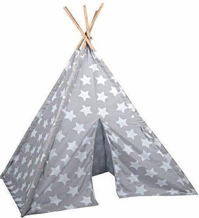 Eddy Toys - Tipi Tent - Mini Speelhuisje - Grijs & Wit - 1 stuk