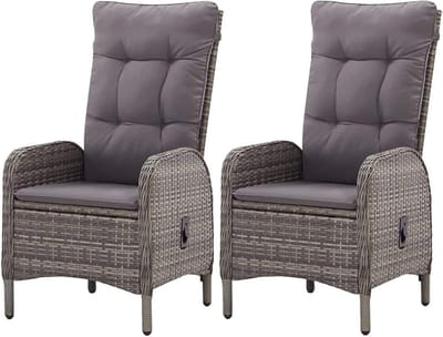 Tuinstoelen Set - Buitenstoelen Rotan - Terras Dineren - Weerbestendig Stalen Frame - 58 x 63 x 108 cm - Grijs