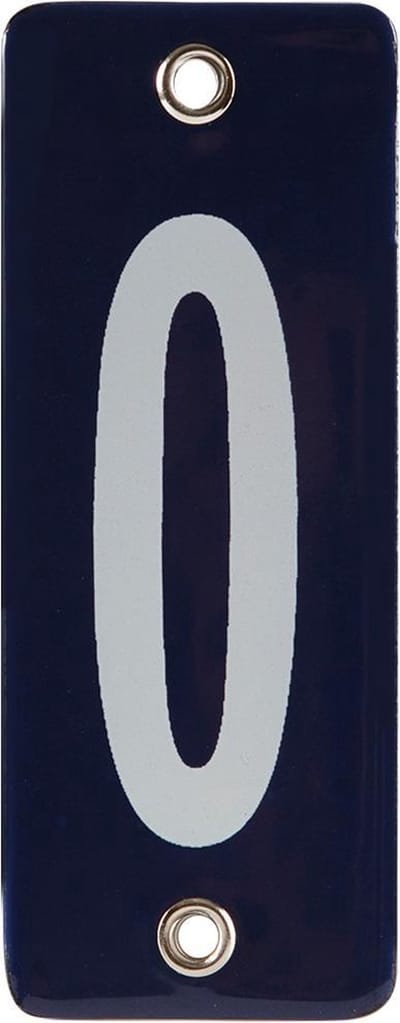 Emaille koppelbaar huisnummer blauw nr. 0
