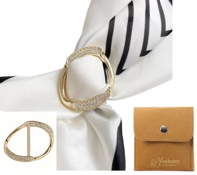 Youhomy sjaalring goudkleurig, kristal - Ovaal Sjaalklem speld gesp - Sjaal Klem - Neksjaal Ring 50x35MM | Cadeau voor vrouwen| Moederdag cadeau| Valentijnsdag cadeau